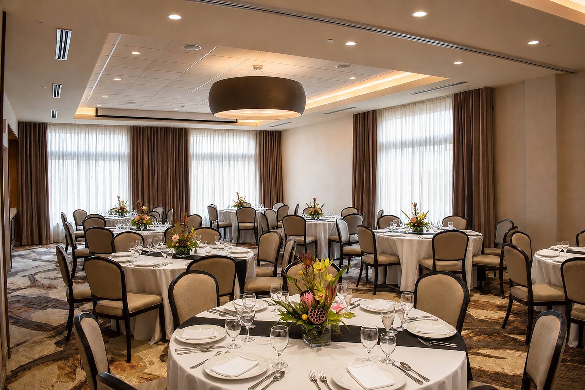 Hilton Garden Inn Newtown Square ballroom set with banquet tables